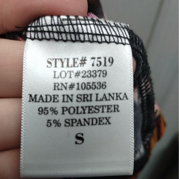 Slinky Brand Women's Size Small Orange Red Abstract Open Front Cardigan - Picture 5 of 5